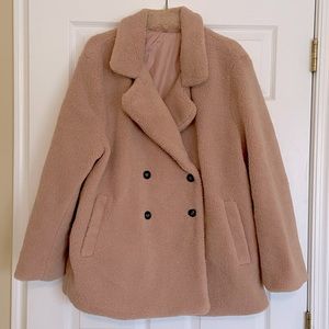 NWOT Fleece Peacoat Boucle Pink women’s XXL Coat Winter Warm Cozy